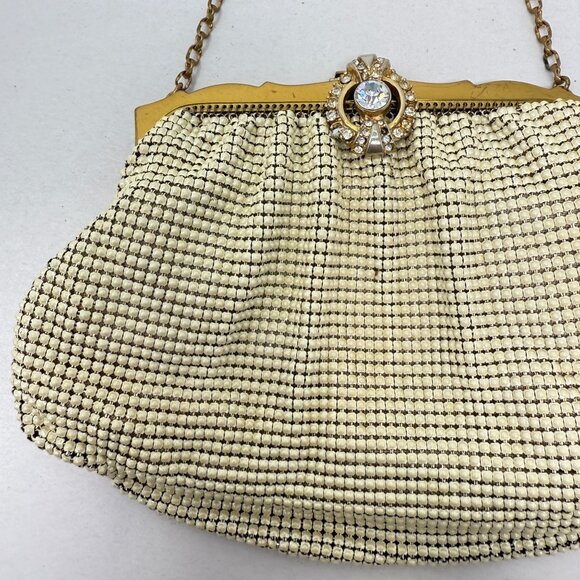 Whiting & Davis Co Mesh Bag USA Made‎ Art Deco Jeweled Closure Vintage - Picture 3 of 16